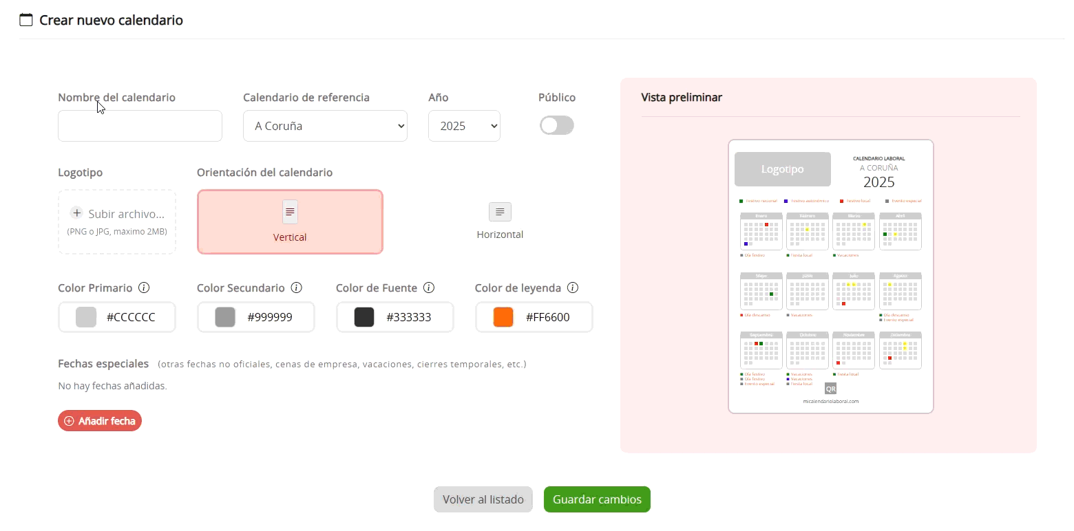 Crear Calendario Personalizado